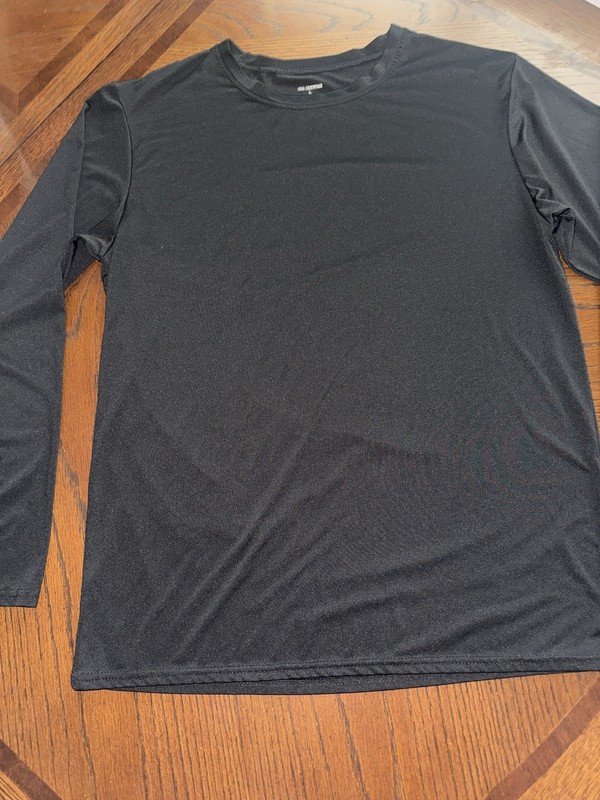 Real Essentials Black Stretch Long Sleeve Crew Neck Activewear Tee L gallery