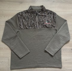 Mossy Oak Bottomland 1/4 Zip Pullover Mens XL Camo Waffle Tan Hunting Sweatshirt