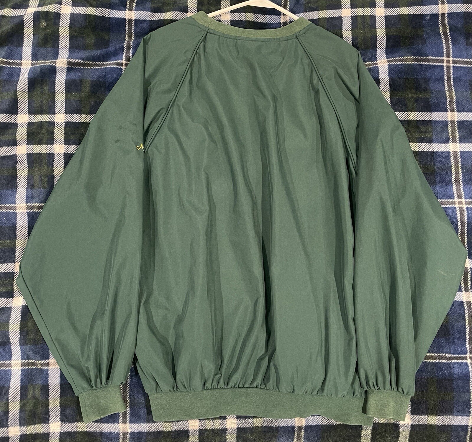 Masters Slazenger Wind Shirt Mens L Green Crew Nylon Pullover Windbreaker Vntg gallery