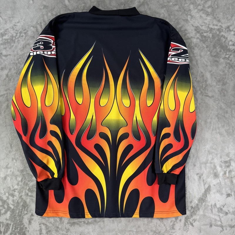 32 Degrees Shirt Mens Large Multicolor Flame Graphic Long Sleeve Racing Jersey gallery