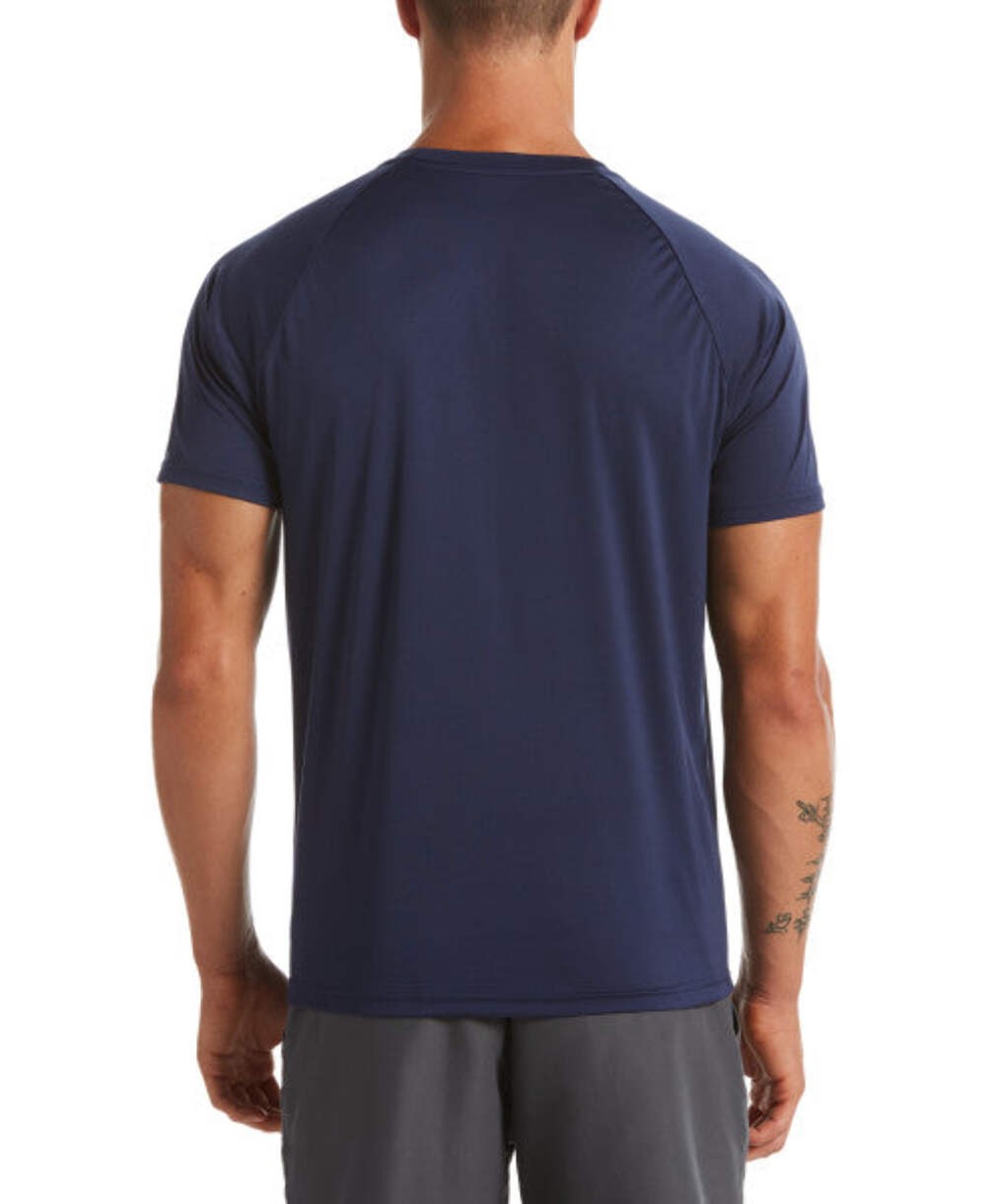 Nike Men's Solid Short Sleeve Hydroguard Swim Shirt Rash Guard Navy gallery