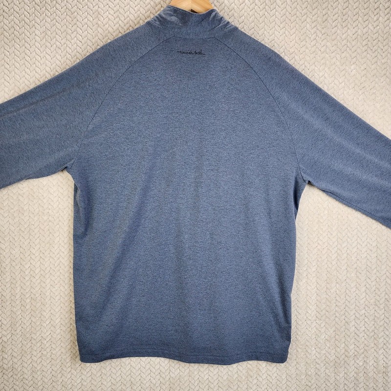 Travis Mathew Cloud 1/4 Zip Pullover Men's XL Blue Gray Stripe Golf Performance gallery
