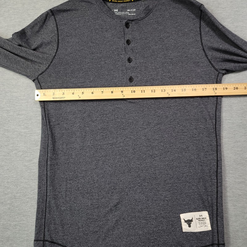 Under Armour T-Shirt Men's Small Gray Project Rock Henley 3/4 Sleeve Raglan gallery