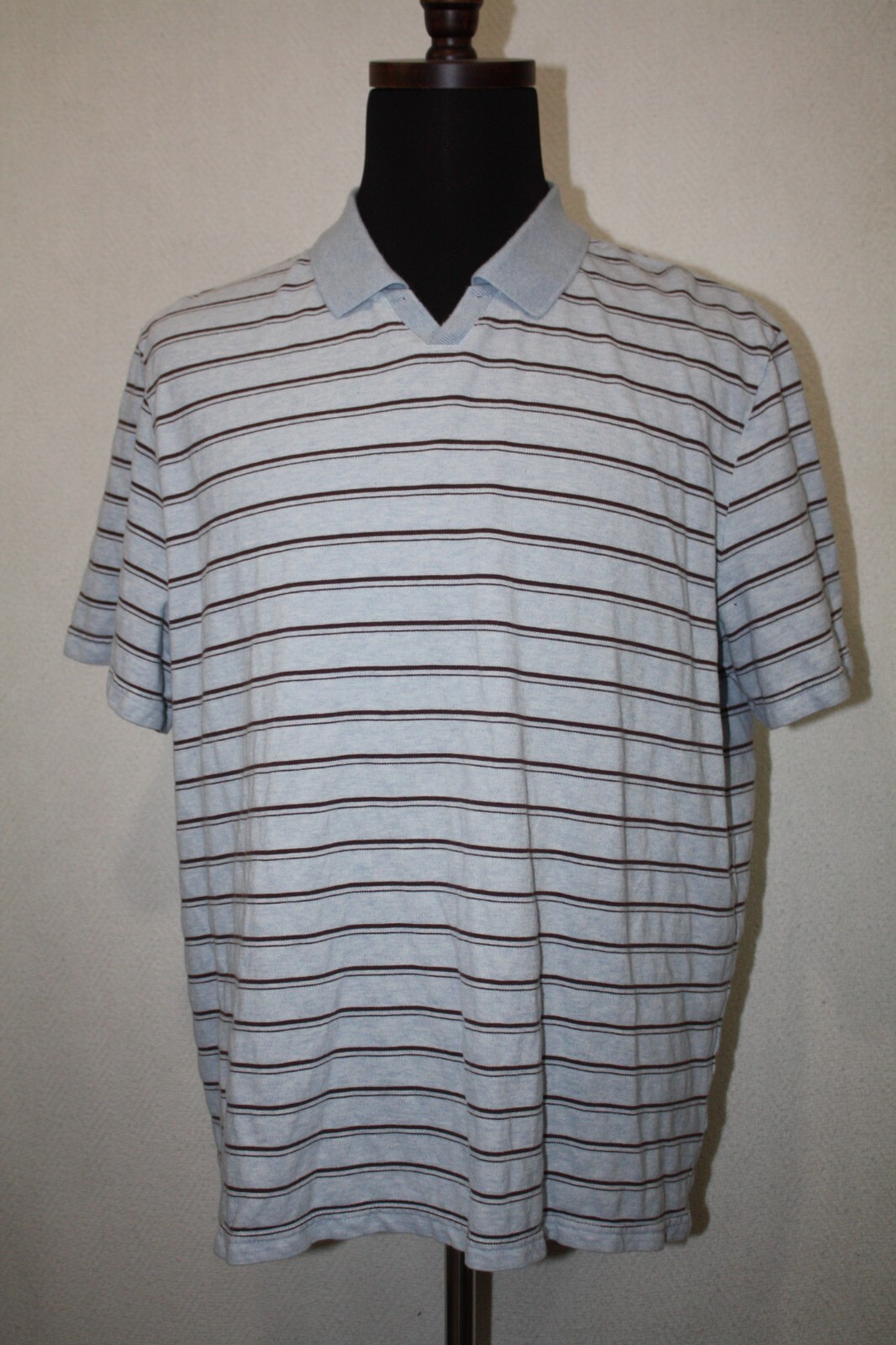 Jos A Bank Reserve Sz XL Blue Brown Stripe Cotton Short Sleeve Polo Shirt gallery