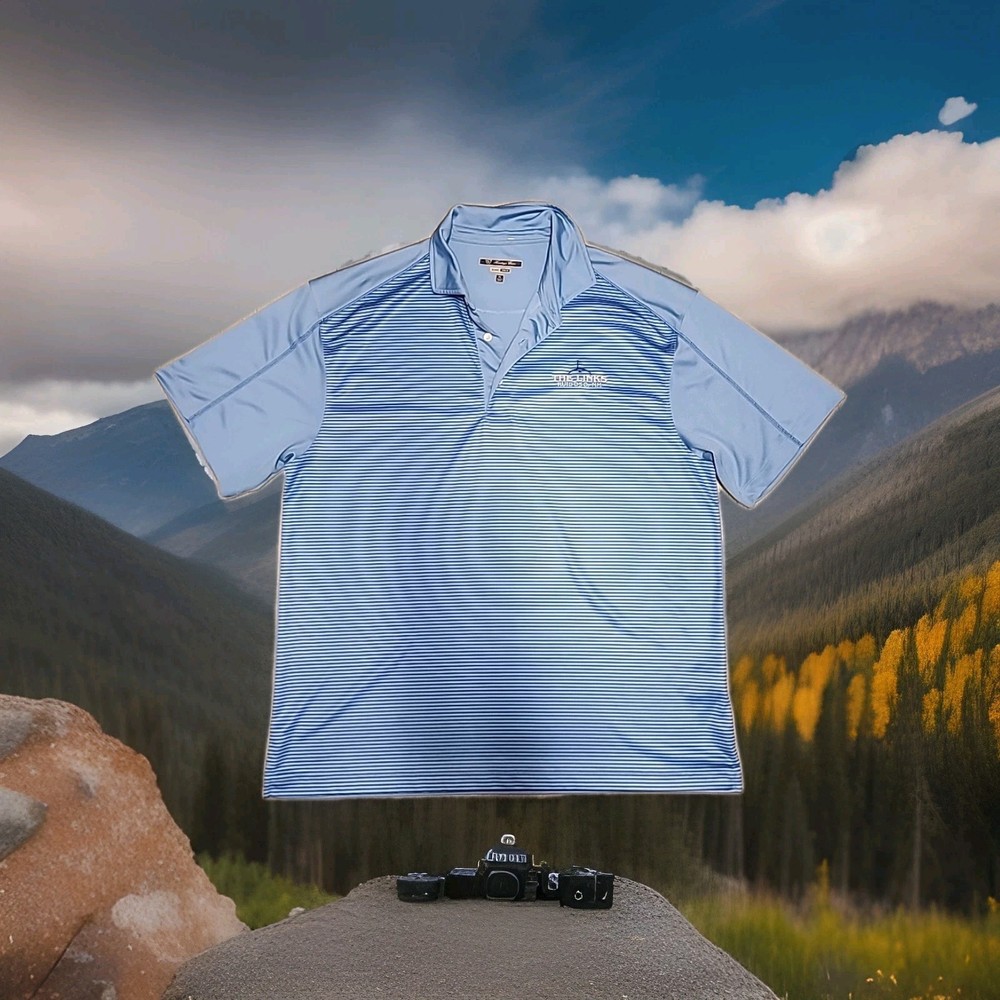 The Links Ruidoso NM Logo Blue Striped Golf Lightweight Polo Shirt Mens XL