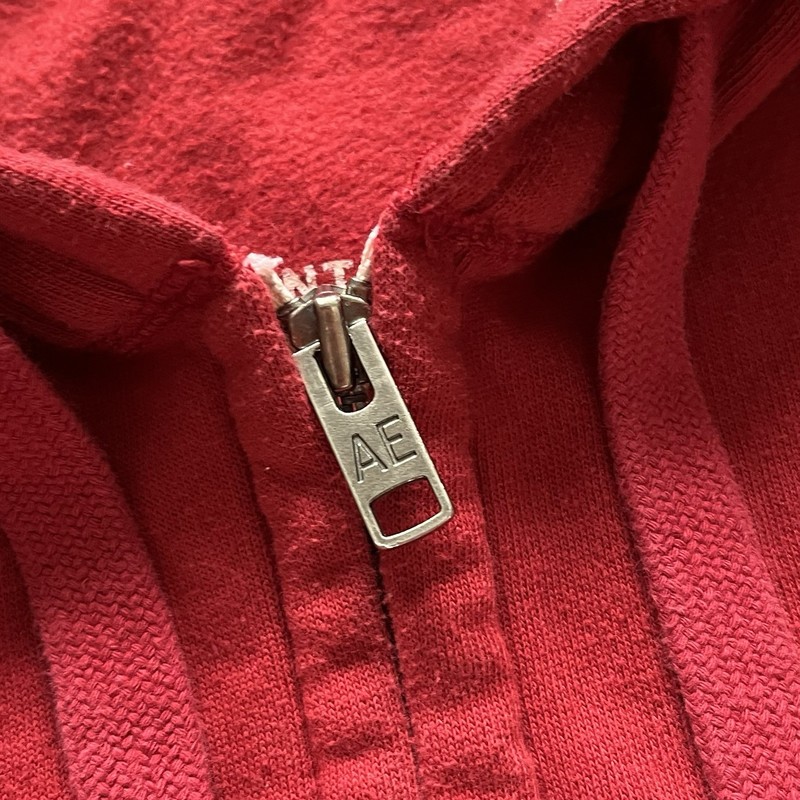 Vtg Y2K American Eagle Hooded Full Zip Sweatshirt Red / Gray Men‘s Size Medium M gallery
