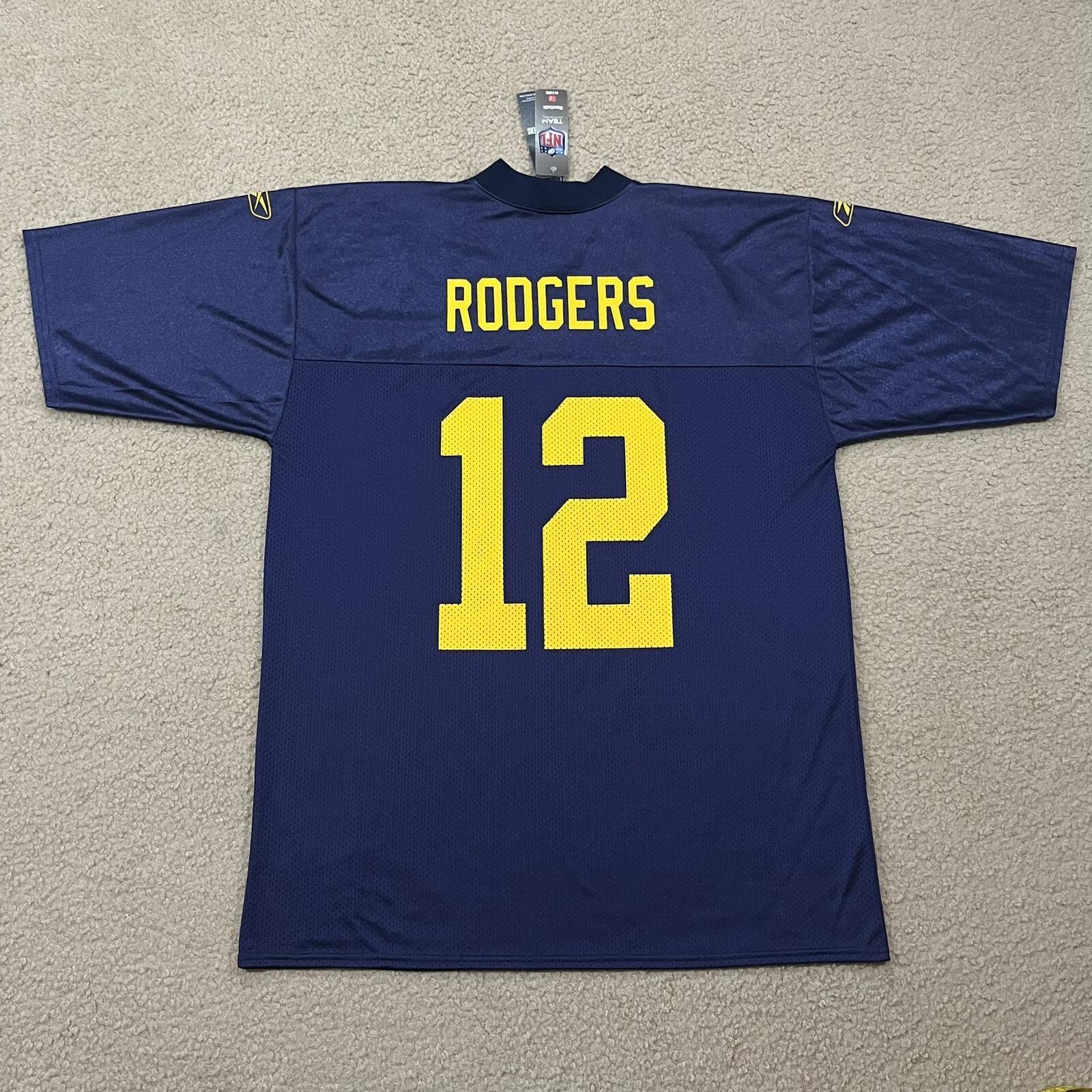 NWT Green Bay Packers NFL Reebok Aaron Rodgers 12 Throwback Jersey Size Large gallery