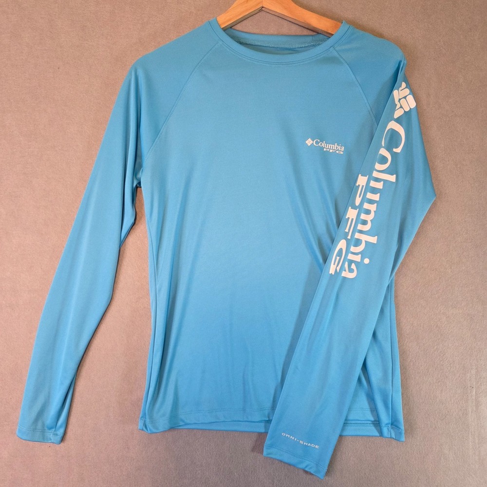 ​Columbia PFG Terminal Tackle Shirt Mens Medium Blue Long Sleeve Omni-Shade UV