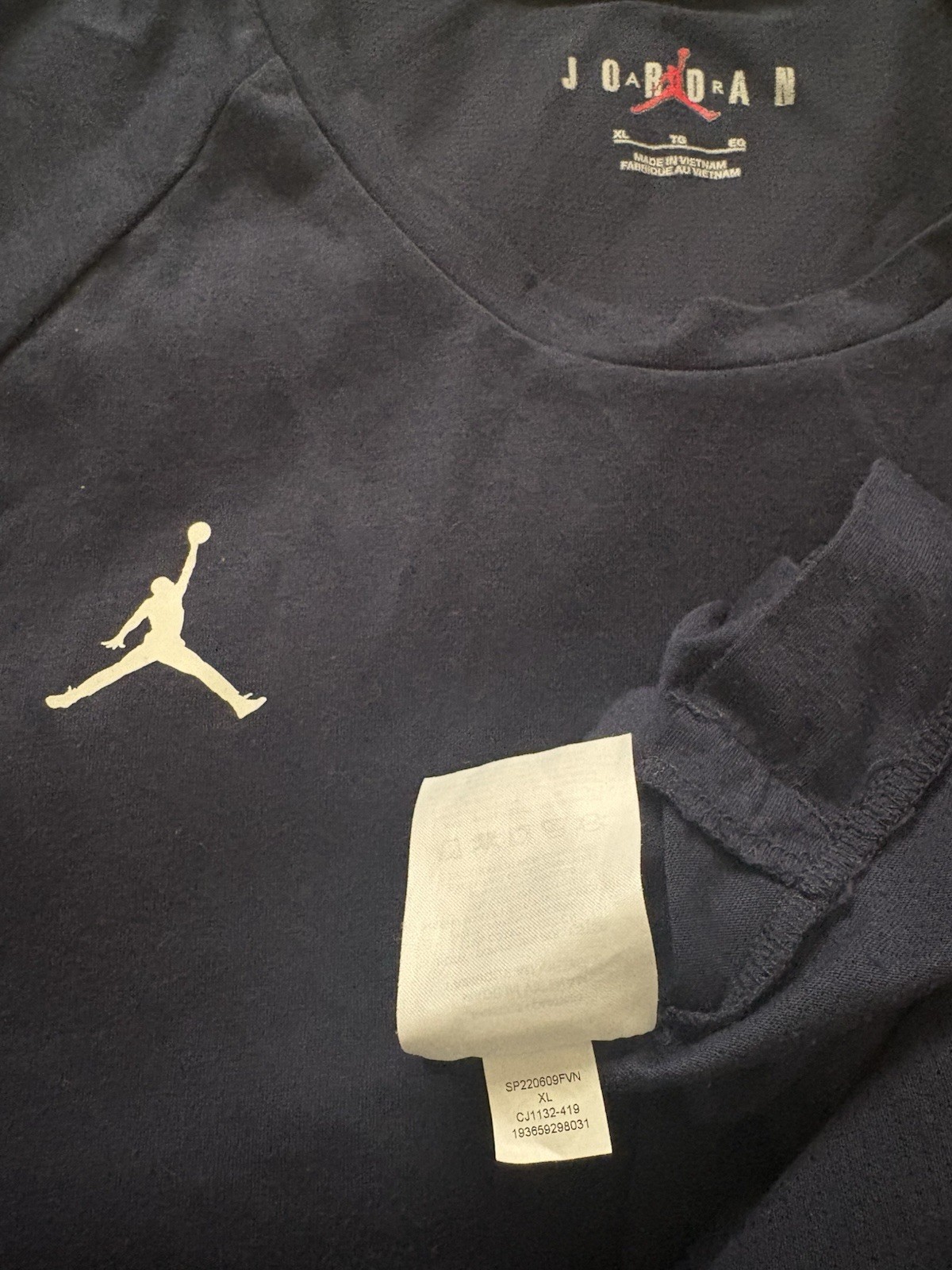 Jordan Air Jordan Men’s Jumpman Logo T-Shirt Blue Crew Neck Polyester Jersey XL gallery