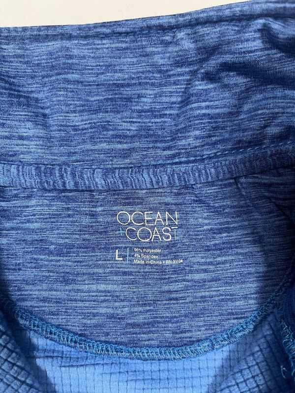 Ocean & Coast Pullover Mens Large Blue 1/4 Zip Stretch Performance Heathered gallery