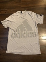 ADIDAS B48047 939004 Mens Basic Logo Tee Shirt GRAY LARGE cotton polyester rayon