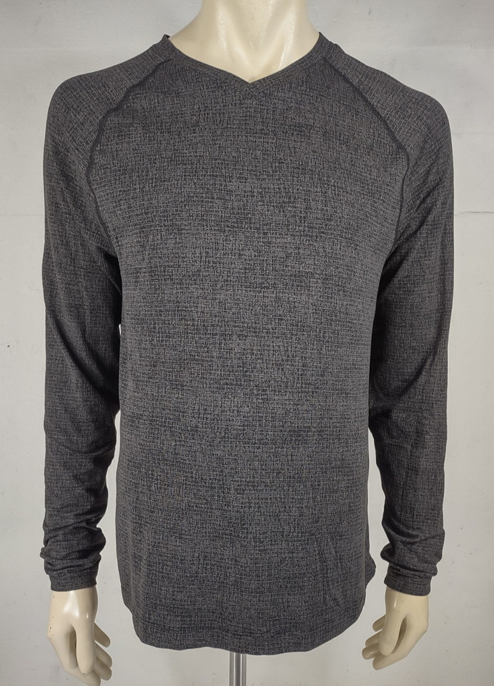 Lululemon dark gray black cross hatch long sleeve base layer shirt mens XL