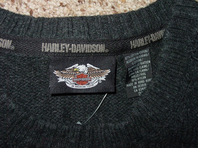 Harley Davidson Sweater Spell Out Leather Accents Wool Blend! Size XXXL NWT'S! gallery