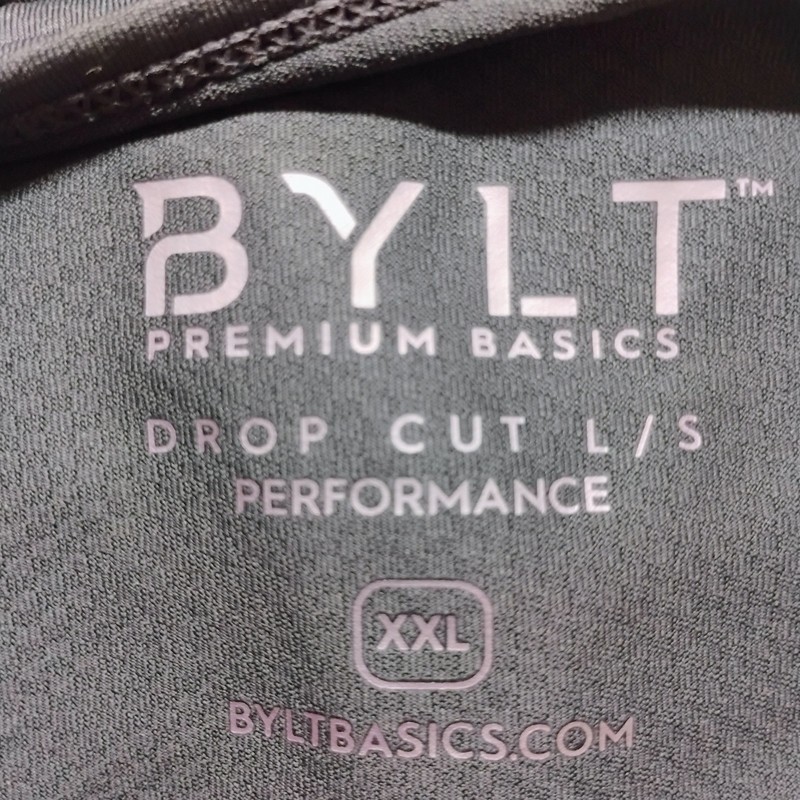 BYLT Basics Drop Cut Lux Long Sleeve Performance Stretch Mens XXL Gray Shirt J gallery