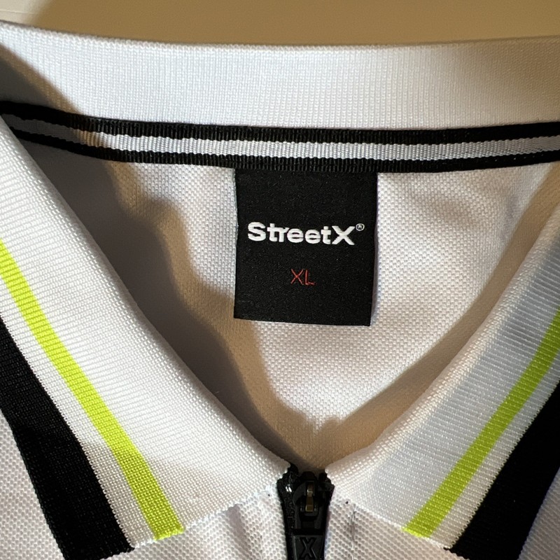 Streetx Athletics Men’s Xl Polo 1/4 Zip Retro White Blue Green Blk. gallery