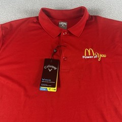 Callaway Polo Shirt Mens L Red Golf Opti-Dri Swing Tech Upf 50 Summer *Logo