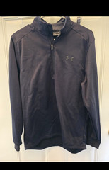 Under Armour ColdGear Men’s M Black 1/4 Zip Mock Neck Loose Pullover Logo