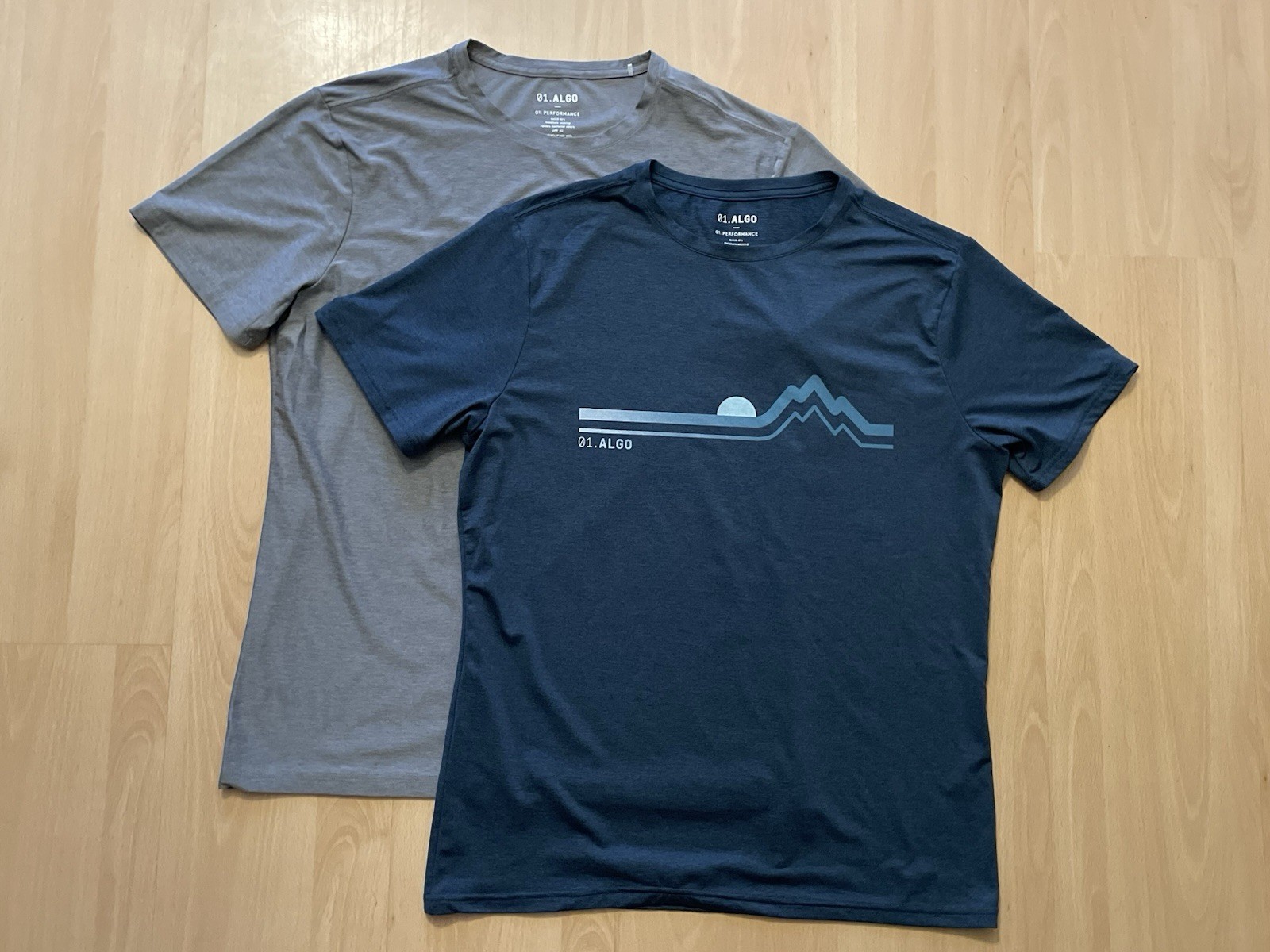 01.ALGO Size Medium Blue/Gray Performance T Shirt UPF 40 Workout Gym Lot of 2 gallery
