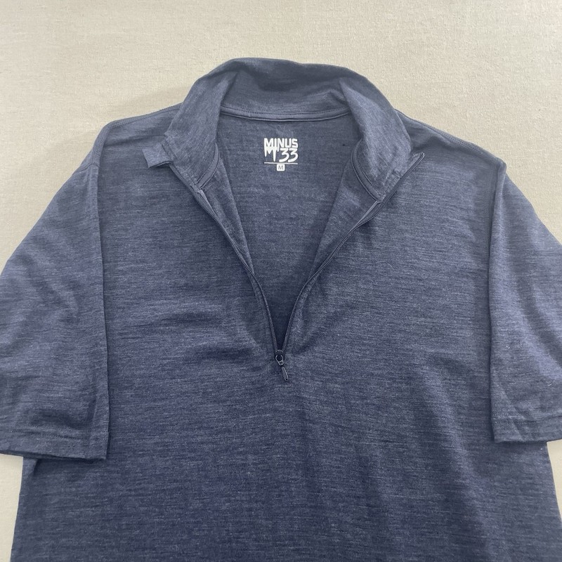 Minus33 Shirt Mens M Blue Superfine Merino Wool 1/4 Zip Base Layer Pullover 715 gallery