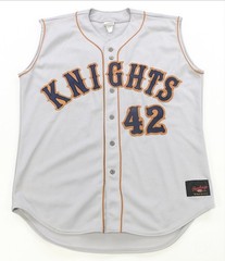Rare Vintage RAWLINGS Knights #42 Sleeveless Baseball Jersey Vest 90s Gray SZ XL