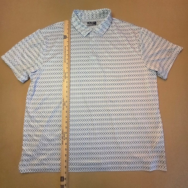 Ben Hogan Performance Golf Polo All-Over Golf Tees Print White & Blue Sz XXL gallery