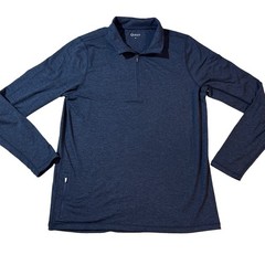 Quince Men’s Med Flowknit Ultra-Soft Performance Half-Zip Pullover Heather Navy