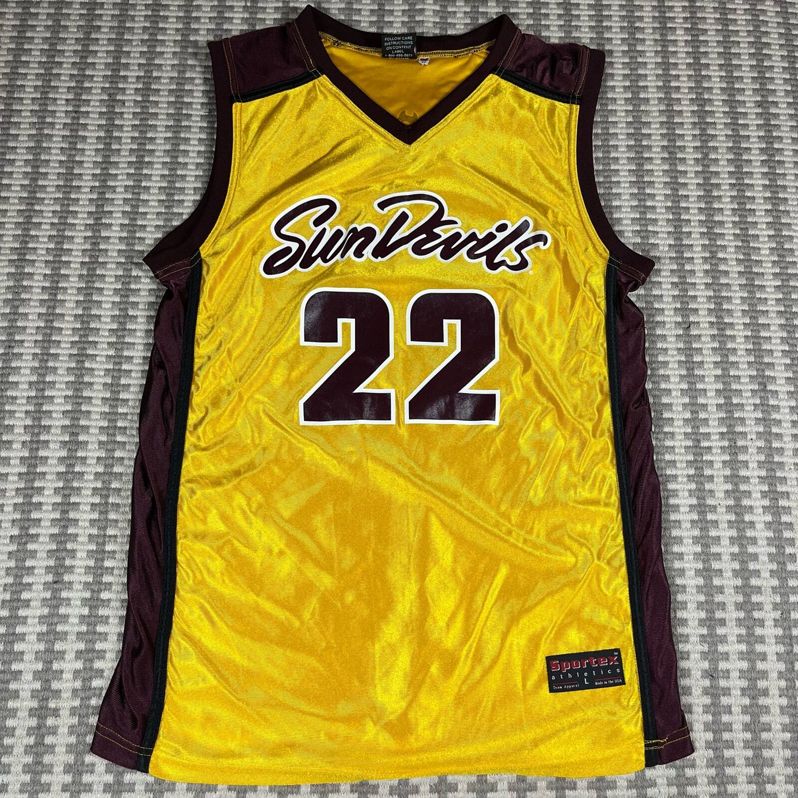 Arizona State Sun Devils 22 NCAA Sportex Athletics Basketball Jersey Men’s Sz L gallery