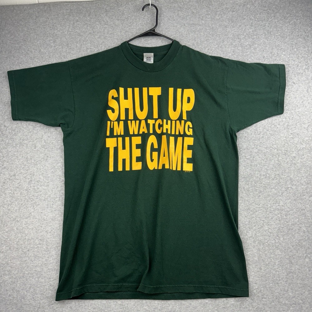 Vintage Green Bay Packers Size XL Shut Up I'm Watching the Game T-Shirt