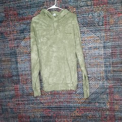 Outdoor Voices mens 2tone green tie dye heavy hoodie M EUC