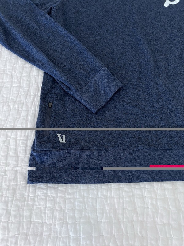 VUORI Men’s Ponte Performance Crew Pullover Peloton Logo Blue Size Large EUC gallery