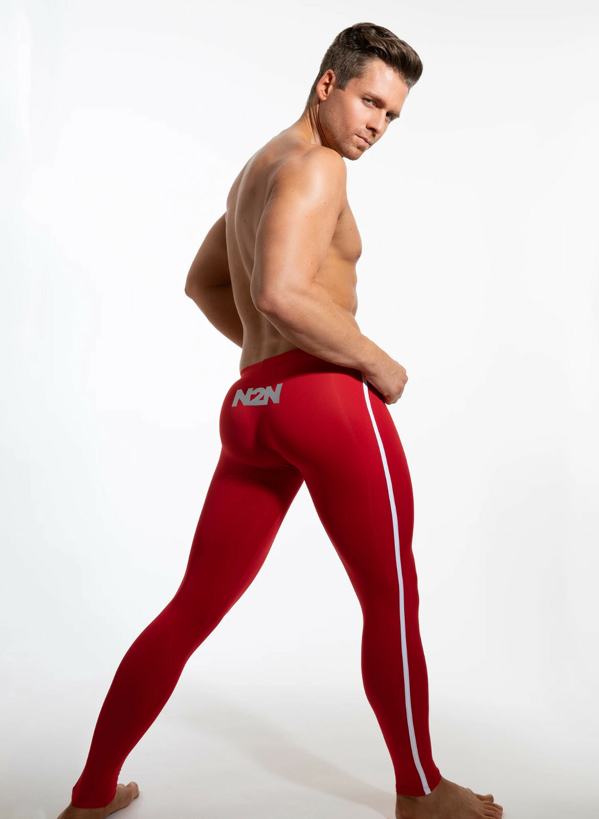 N2N Bodywear Men red Hero long tights activewear size L XL gallery