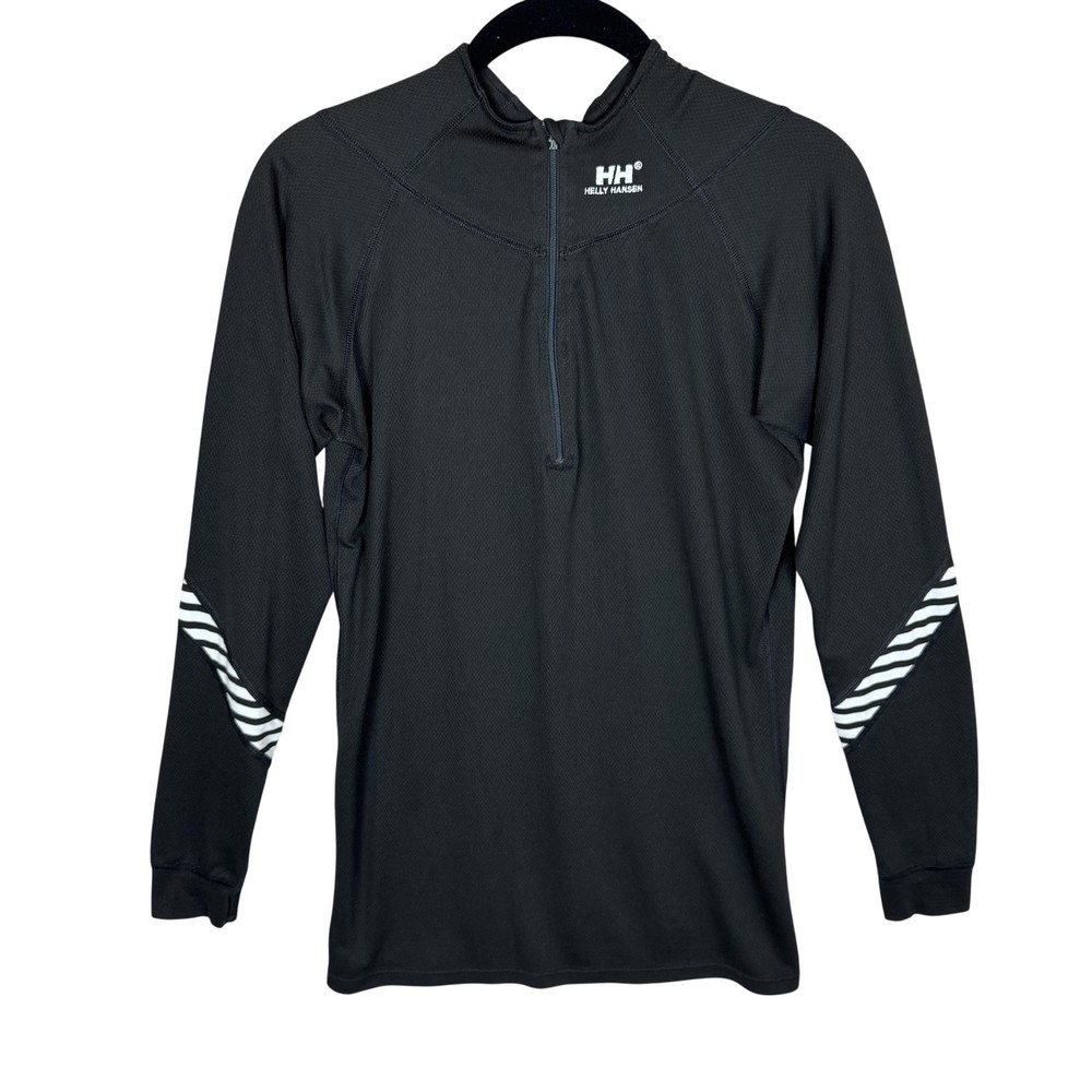 Helly Hansen 1/4 Zip Shirt Mens M Black Base Layer Thermal Polypropylene *FLAW