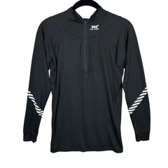 Helly Hansen 1/4 Zip Shirt Mens M Black Base Layer Thermal Polypropylene *FLAW