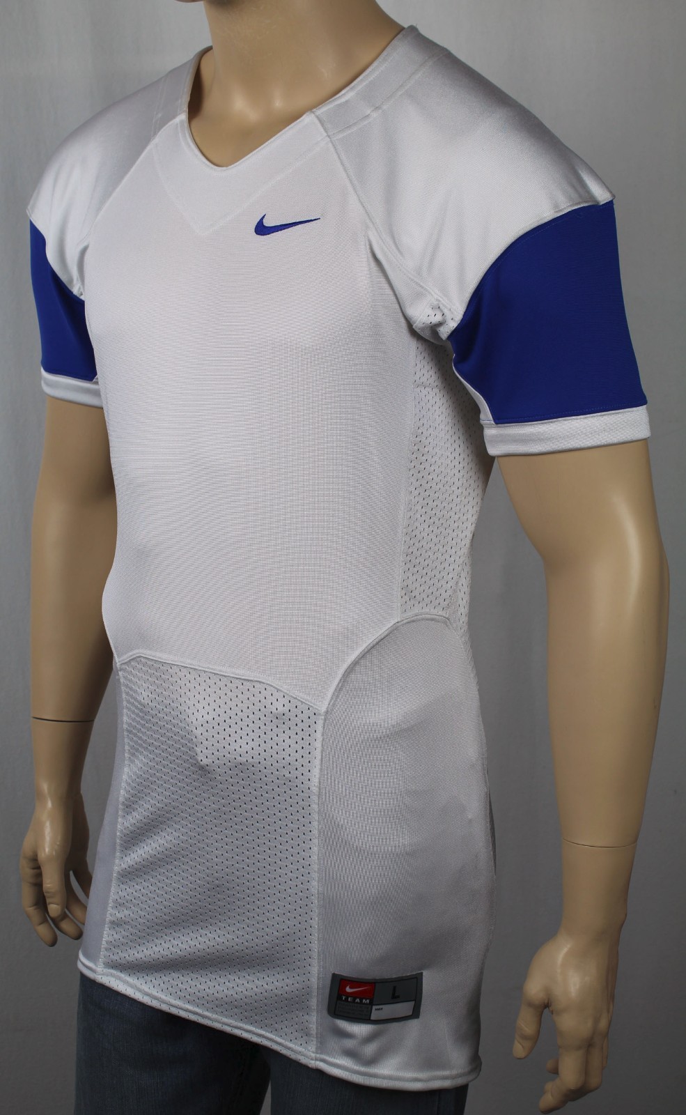 Nike White Royal Blue Pro Combat Speed Football Jersey NWT $75 gallery