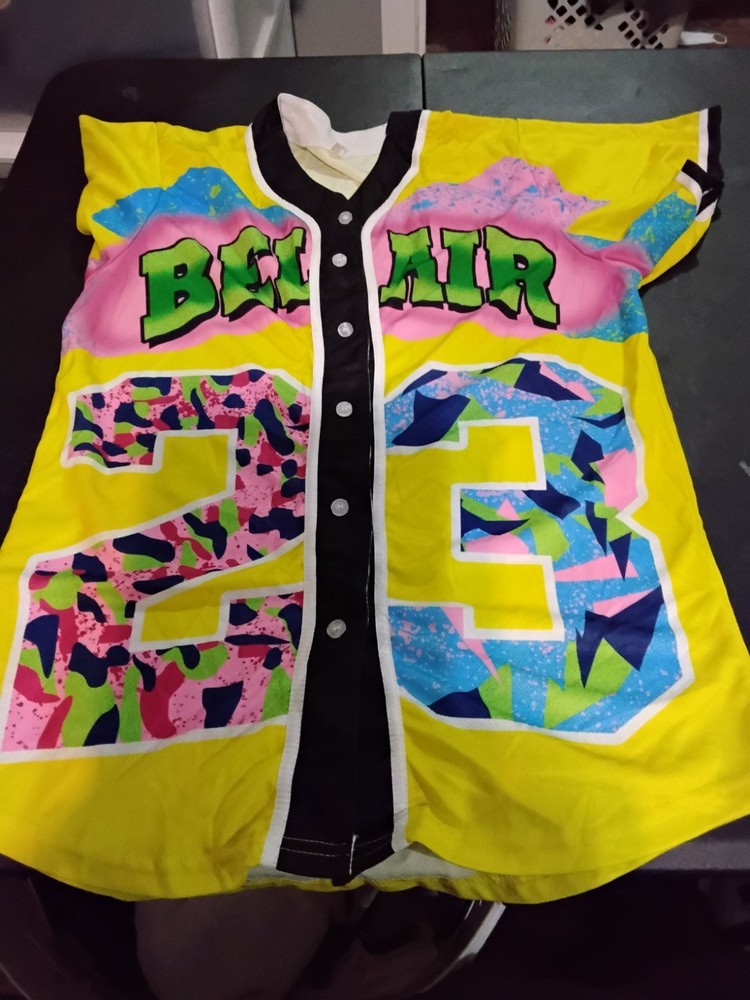 'Fresh Prince of Bel-Air' style number 23 baseball jersey in a multi-color L