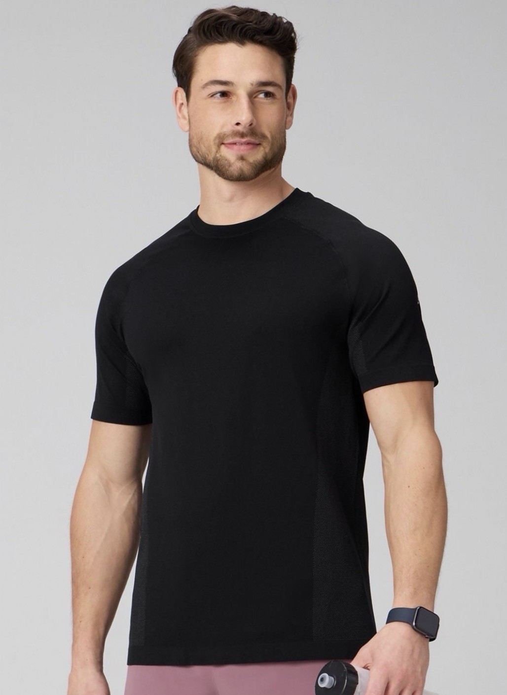 NEW Fabletics Mens The Training Day Tee Shirt LARGE Black Heather Short Sleeve gallery