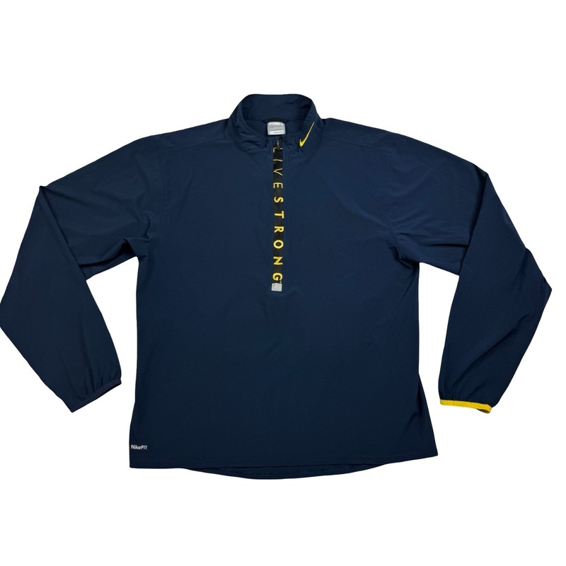 VTG Livestrong Nike Fit Dry Men's 1/4 Zip Performance Pullover Blue • Small gallery