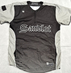 Oklahoma Sandlot Pick up Baseball Jersey Size L Black Gray Baller 1/4 zip pocket