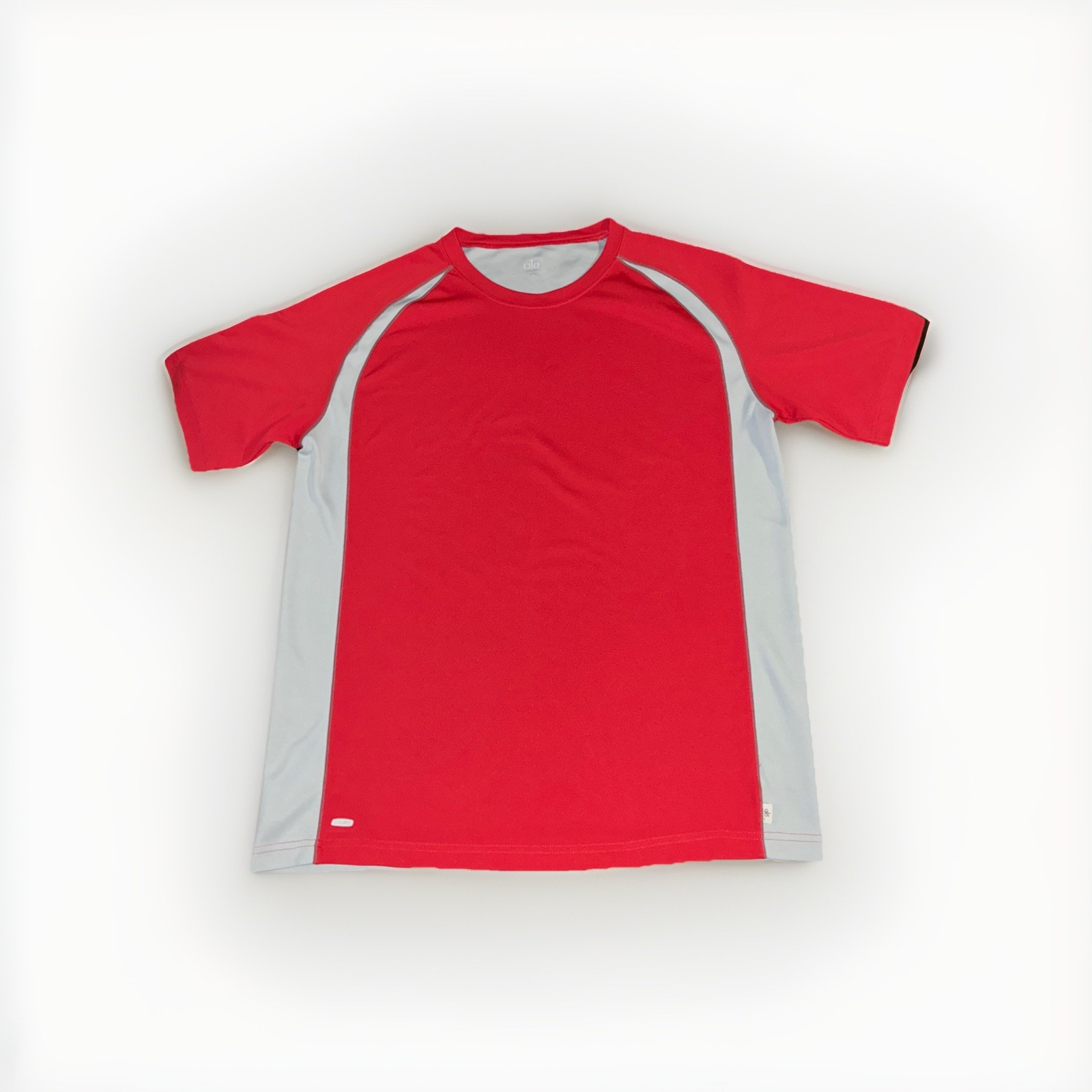 Alo Coolfit Men’s Performance T-Shirt Red Gray XL Gym Yoga Running Active Wear gallery