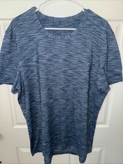 Lululemon Men’s Pulse Slub Rulu Short Sleeve T-Shirt Heathered Blue XL Read Meas