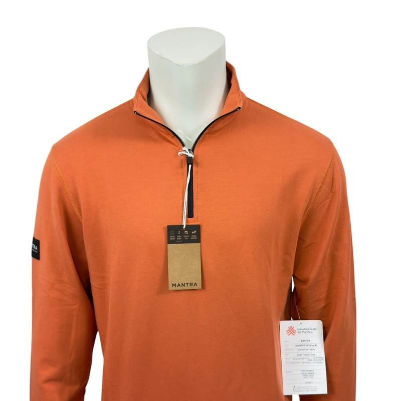 Mantra Essential Pullover 1/4 Zip Mango Peruvian Pima Cotton French Terry Mens M gallery