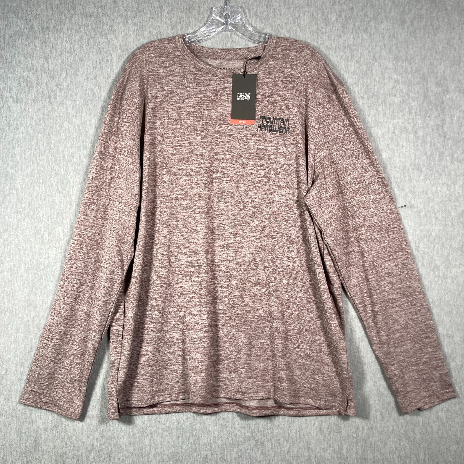 MOUNTAIN HARDWEAR Sunblocker Long Sleeve Shirt Mens XXL Red Warm Ash Heather NWT gallery