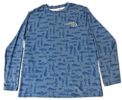 Reel Life AOP Performance Shirt Mens Large Multi Fish Print Long Sleeve Pullover