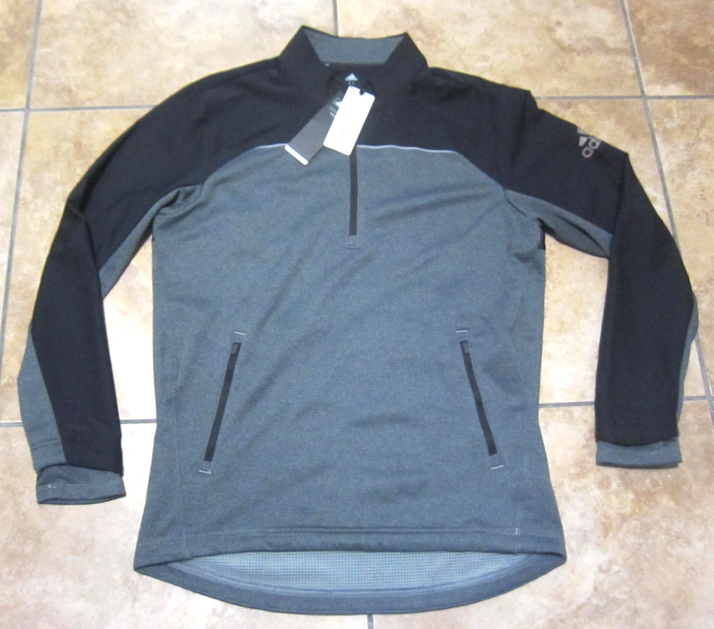 Adidas Golf 1/4 Zip Black and Gray Jacket Men's Medium Mock Neck New with Tag