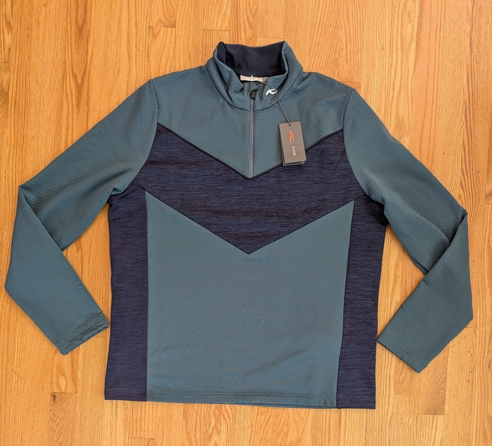 NWT KJUS Damon Midlayer Half-Zip Men’s XL 54 Blue Polyester Wool Golf Pullover