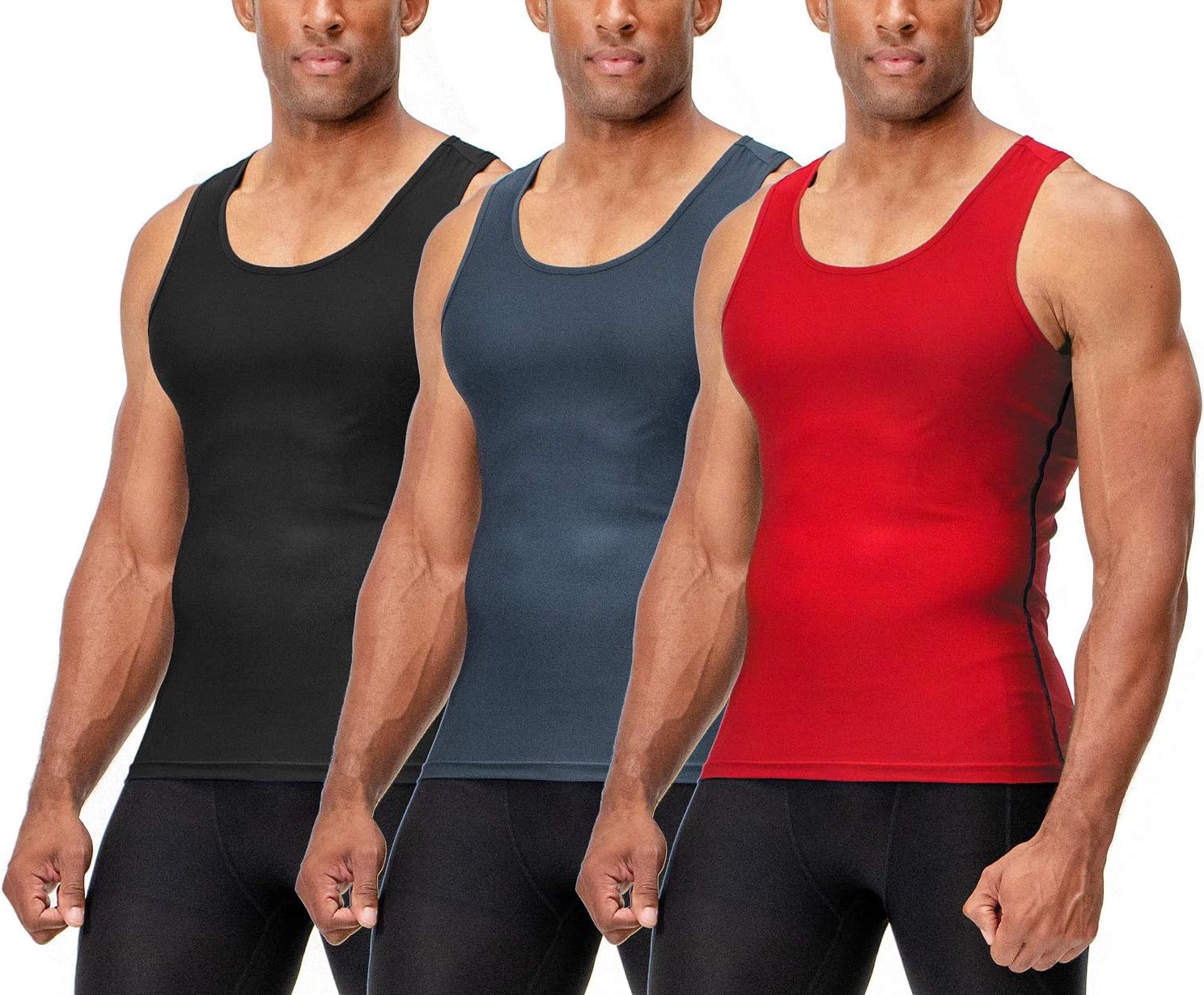 DEVOPS 3 Pack Men Muscle Dry Fit Compression Tank Top gallery