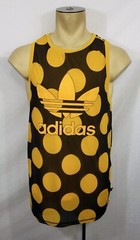 Mens Adidas x Pharrell Williams yellow polka dot tank top t-shirt jersey Small