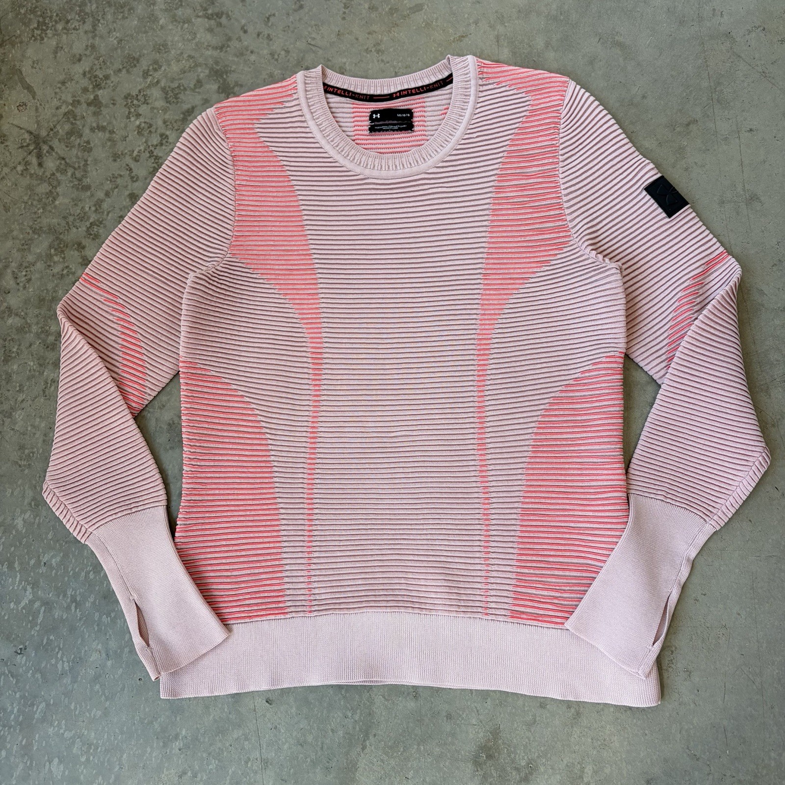 Under Armour IntelliKnit Phantom 2.0 Crew Sweater Pullover Pink Knit Size Large gallery