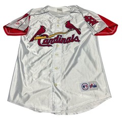 J.D. Drew St Louis Cardinals White & Red Button Front Jersey Majestic RARE LARGE