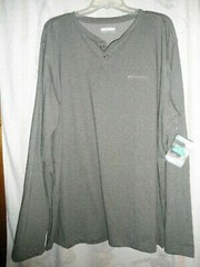 New Columbia Omni Wick UPF15 Thistletown Park Henley TShirt Men Gray Sz S